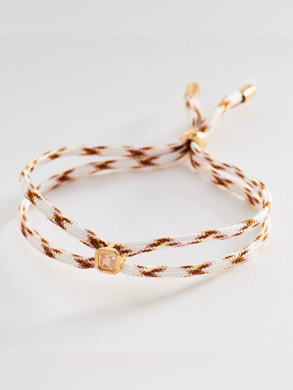 NWT - Anthropologie Double Corded Bracelet in Ivory w Gold Hardware